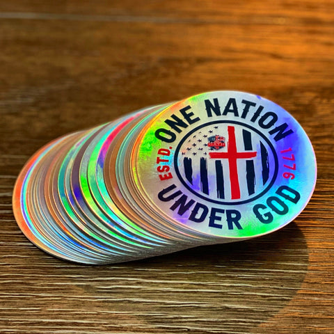 OATH ONE NATION UNDER GOD HOLOGRAPHIC STICKER