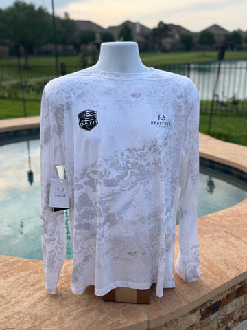 OATH WHITE REALTREE WAVE LONG  SLEEVE FISHING SHIRT, POLYESTER SPANDEX