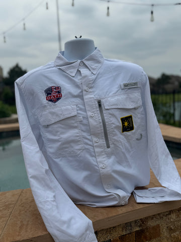 OATH WHITE REALTREE FISHING LONG SLEEVE BUTTON UP FISHING SHIRT, POLYESTER