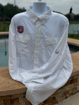 OATH WHITE WORLD WIDE SPORTSMAN LONG SLEEVE BUTTON UP FISHING SHIRT, POLYESTER