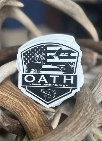 OATH DIE CUT BLACK AND WHITE STICKER