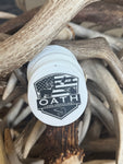 OATH 1” ROUND BLACK AND WHITE STICKER